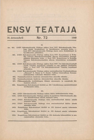 Eesti NSV Teataja ; 72 1940-12-30
