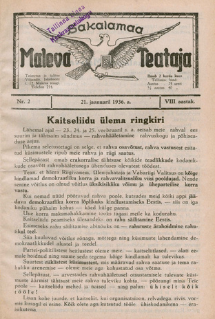 Sakalamaa Maleva Teataja ; 2 1936-01-21