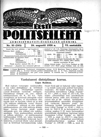 Eesti Politseileht ; 35 1926