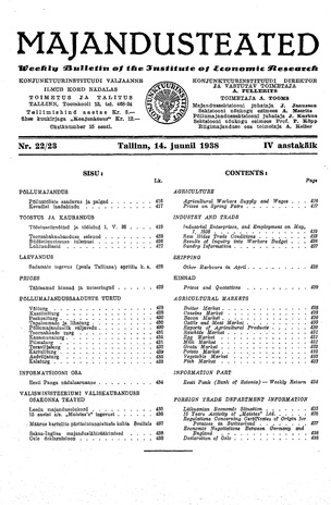 Majandusteated ; 22-23 1938-06-14