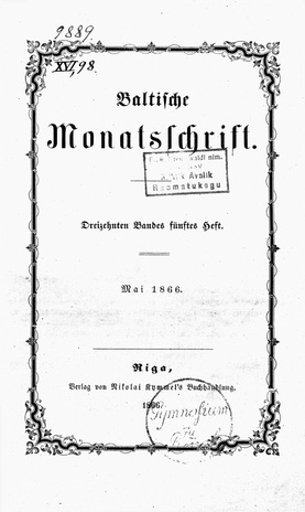 Baltische Monatsschrift ; 5 1866-05