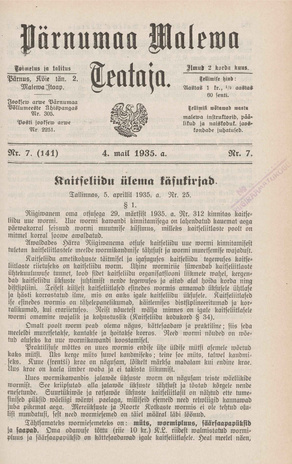 Pärnumaa Maleva Teataja ; 7 (141) 1935-05-04