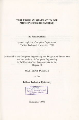 Test program generation for microprocessor systems