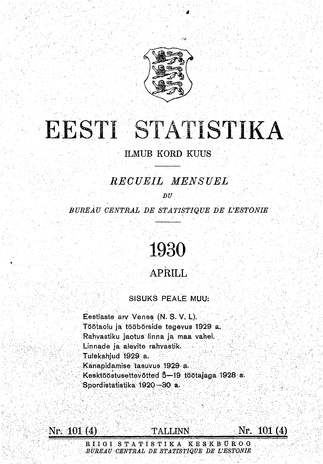 Eesti Statistika : kuukiri ; 101 (4) 1930-04
