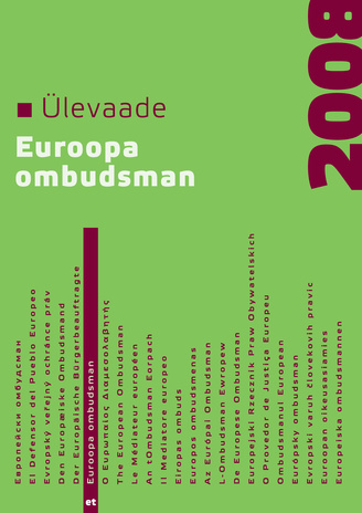 Euroopa ombudsman. Ülevaade ; 2008