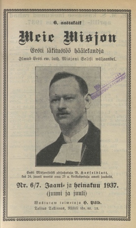 Meie Misjon : Eesti läkitustöö häälekandja ; 6-7 1937-07
