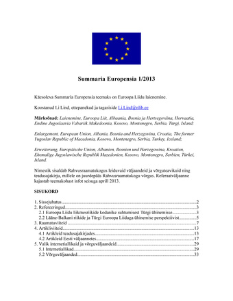 Summaria Europensia : [referaatväljaanne] ; 1 2013