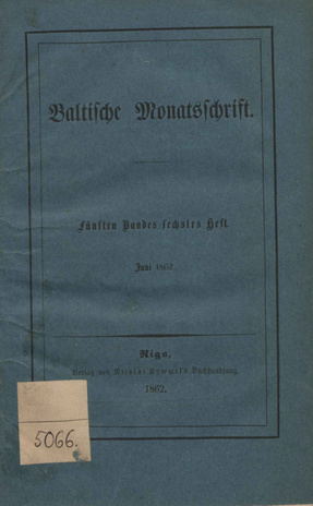 Baltische Monatsschrift ; 6 1862-06