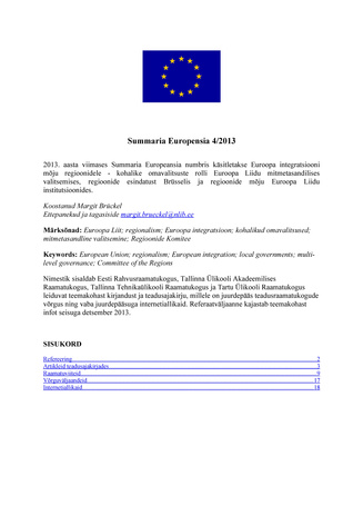 Summaria Europensia : [referaatväljaanne] ; 4 2013