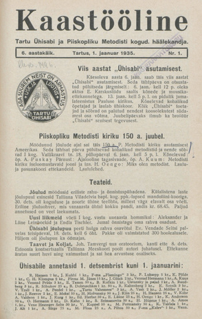 Kaastööline : Tartu Ühisabi Informatsioonileht ; 1 1935-01-01