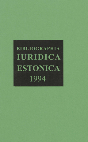 Bibliographia iuridica Estonica ; 1994