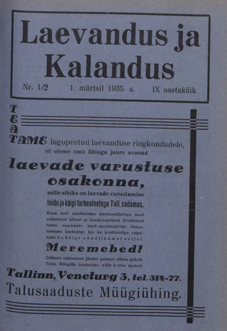 Laevandus ja Kalandus ; 1/2 1935-03-01