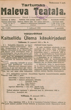 Tartumaa Maleva Teataja ; 2 (69) 1932-02-01