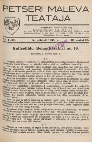 Petseri Maleva Teataja ; 4 (33) 1938-03-14