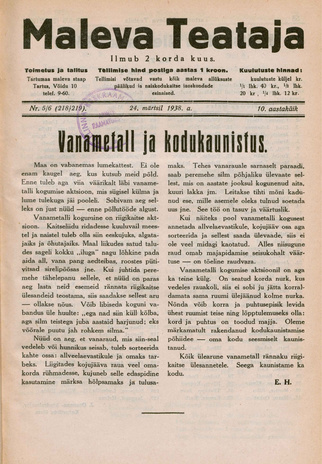 Tartumaa Maleva Teataja ; 5/6 (218/219) 1938-03-24