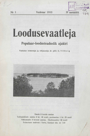 Loodusevaatleja : populaar-loodusteaduslik ajakiri ; 1 1933-01