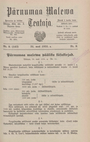 Pärnumaa Maleva Teataja ; 9 (143) 1935-05-31