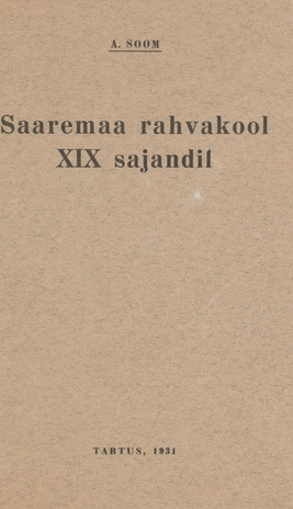 Saaremaa rahvakool XIX sajandil