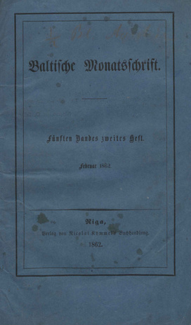 Baltische Monatsschrift ; 2 1862-02