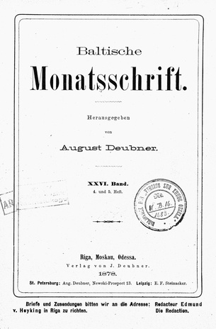 Baltische Monatsschrift ; 4-5 1878