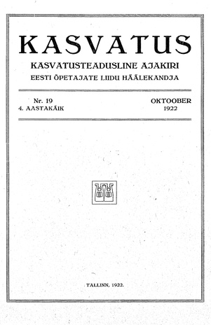 Kasvatus ; 19 1922-10