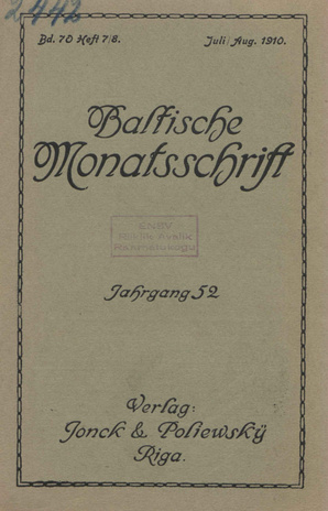Baltische Monatsschrift ; 7/8 1910-07/08
