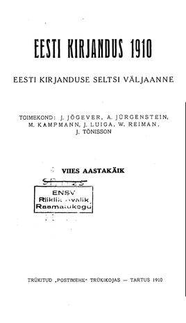 Eesti Kirjandus ; 3 1910