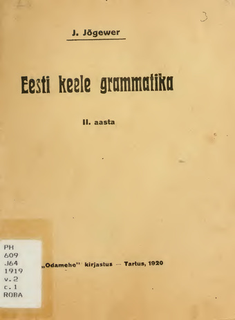 Eesti keele grammatika : II. aasta