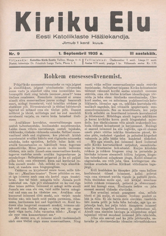 Kiriku Elu : Eesti Katoliiklaste Häälekandja ; 9 1935-09-01
