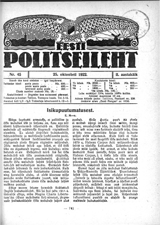 Eesti Politseileht ; 45 1922