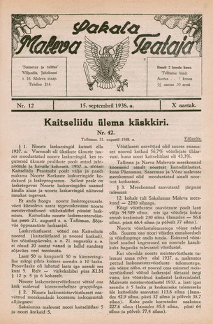 Sakalamaa Maleva Teataja ; 12 1938-09-15