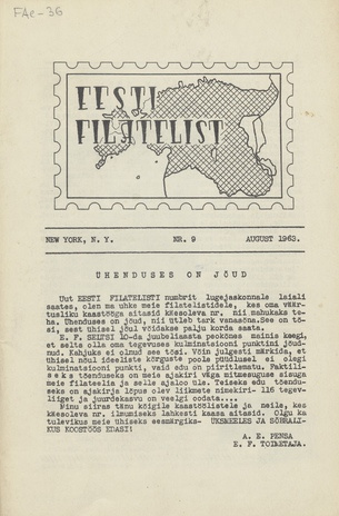 Eesti filatelist = The Estonian philatelist ; 9 1963