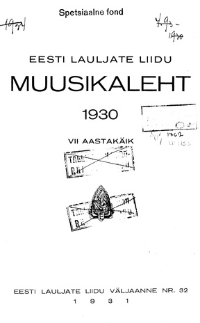 Muusikaleht ; sisukord 1930
