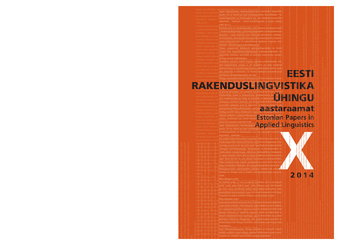 Eesti Rakenduslingvistika Ühingu aastaraamat = Estonian papers in applied linguistics ; 10
