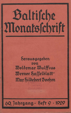 Baltische Monatsschrift ; 9 1929