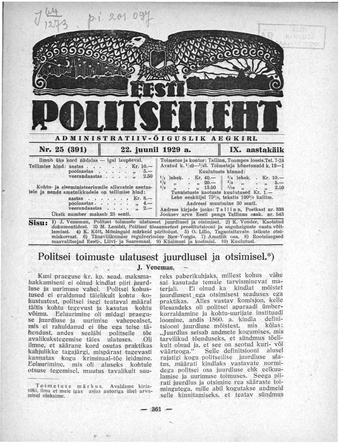 Eesti Politseileht ; 25 1929