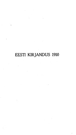 Eesti Kirjandus ; sisukord 1910