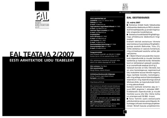 Arh. : Eesti Arhitektide Liidu Teataja = Newsletter of the Union of Estonian Architects ; 2 2007