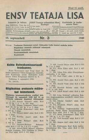 ENSV Teataja lisa ; 3 1940-09-10