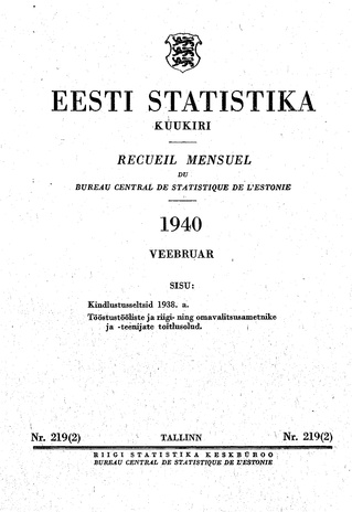 Eesti Statistika : kuukiri ; 219 (2) 1940-02