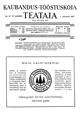 Kaubandus-tööstuskoja Teataja ; 19 1936-10-01