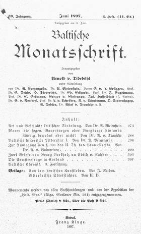 Baltische Monatsschrift ; 6 1897-06