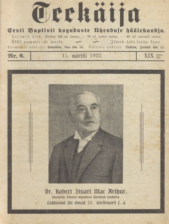 Teekäija : Eesti Baptisti Koguduse Ühenduse häälekandja ; 6 1923-03-15