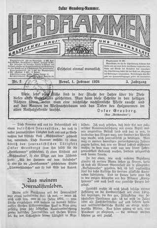 Herdflammen : Baltisches Haus- und Jugendblatt ; 2 1926-02-01