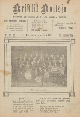 Kristlik Kaitsja : Eesti metodistide häälekandja ; 12 1922-12