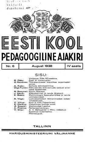 Eesti Kool ; 6 1938-08