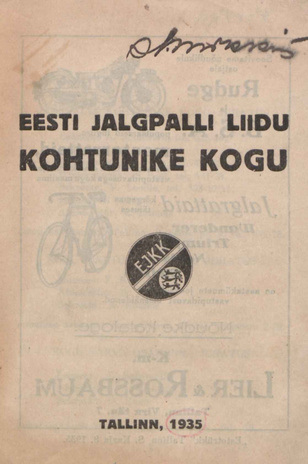Eesti Jalgpalli Liidu kohtunike kogu : EJKK : [nimestik] ; 1935