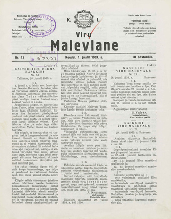K. L. Viru Malevlane ; 13 1939-07-01