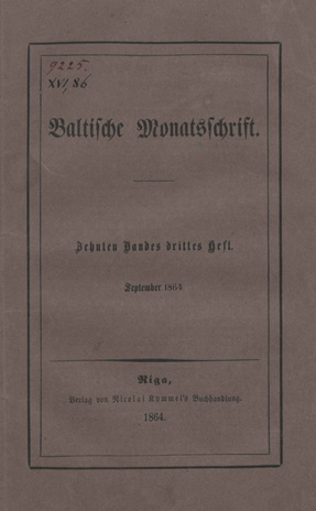 Baltische Monatsschrift ; 3 1864-09