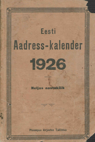 Eesti aadress-kalender ; 1926